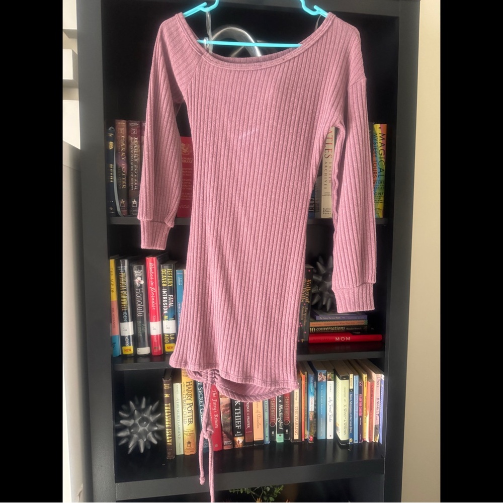 Lush Mauve Pink Ribbed Knit Dress